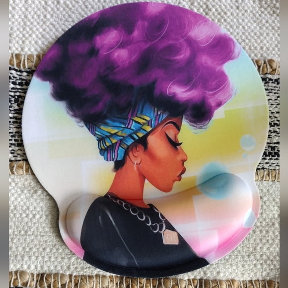 New! Purple Afro Art Mouse Pad - Picture 1 of 3
